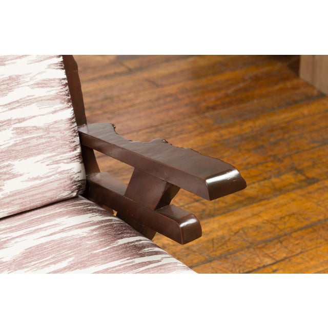Antique Natural Edge Settee with Custom Upholstery and Rustic Character For Sale - Image 11 of 13