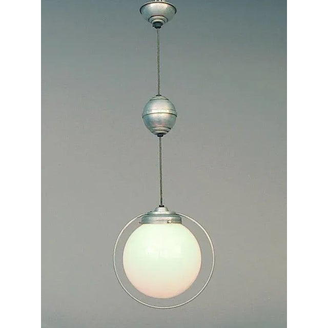Silver 1930s French Art Deco Version of the Traditional "Monte Et Baisse" Ceiling Light Fixture For Sale - Image 8 of 8