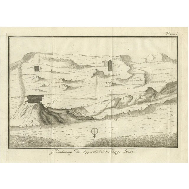 Topographic Map of Mount Sinai Summit Antique Engraving by Pococke, 1776 For Sale