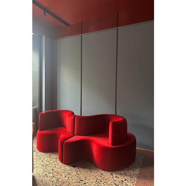 Textile Danish Two-Piece Cloverleaf Red Sofa by Verner Panton for VerPan, 2000s For Sale - Image 7 of 12