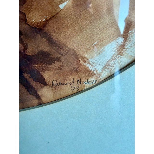 Original 1973 Richard Nicksic Ink Wash Painting Signed Mid-Century Expressionist Figural Art For Sale In Las Vegas - Image 6 of 17