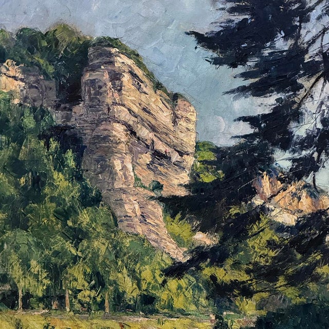 Framed Oil Painting on Canvas by Eugène Collignon (1876–1961) 'Banks of the Meuse River' For Sale - Image 13 of 16