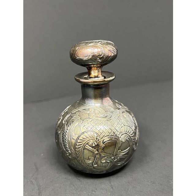 Alvin Art Nouveau Sterling Silver Overlay Perfume Bottle, c.1900 (3.25 In.) For Sale - Image 10 of 10