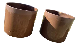 Mid Century Brown Glazed Gainey Pots- A Pair