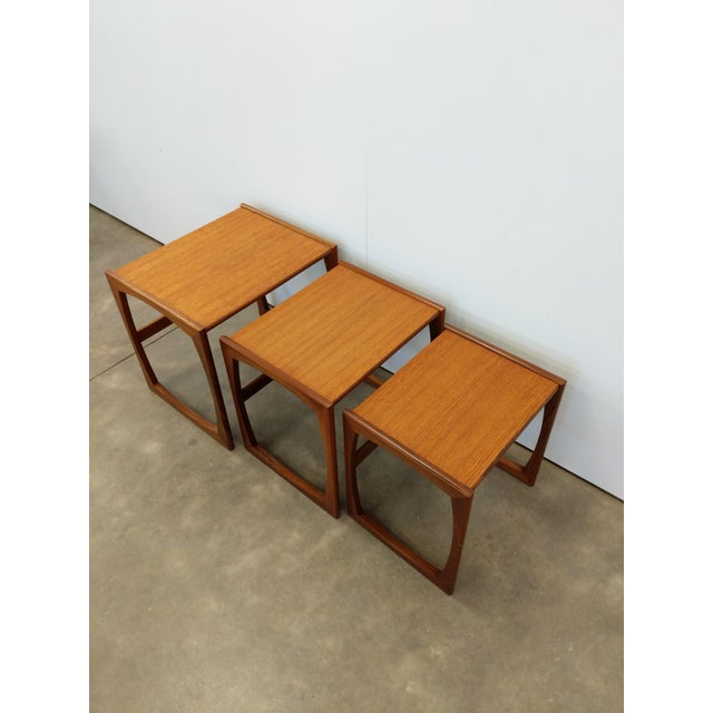 Wood Set of Vintage Mid Century Modern Teak Nesting Tables Attributed to G Plan For Sale - Image 7 of 10