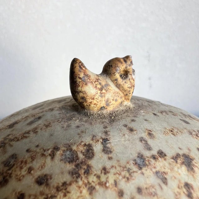Mid-Century Modern Studio Art Pottery Elephant With Bird, Stoneware For Sale - Image 4 of 12