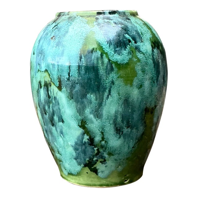 Vintage French Drip Glaze Vase For Sale