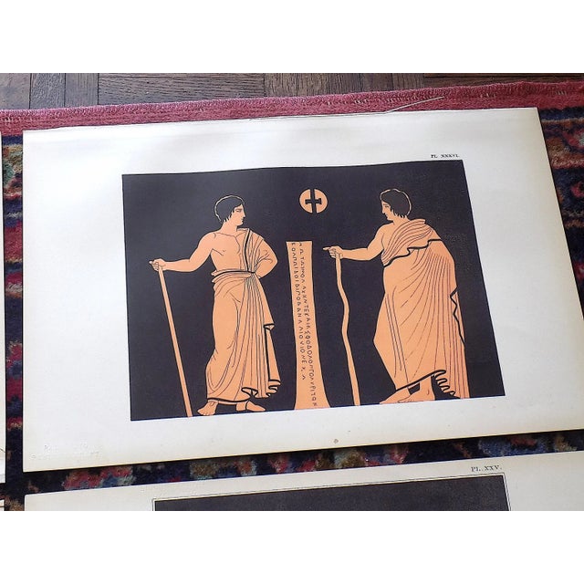 Authentic Antique Early 19th Century Large Folio Hand Colored Neoclassical Greek Vase Motif Lithographs - Set of 6 For Sale - Image 4 of 11