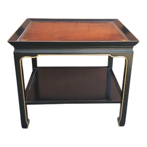 Heritage Henredon Ebonized and Parcel Gilt Two Tier Side Table