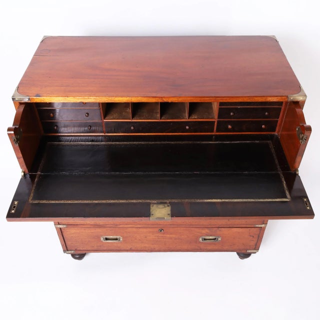 Antique British Colonial Campaign Chest Secretary For Sale In West Palm - Image 6 of 9