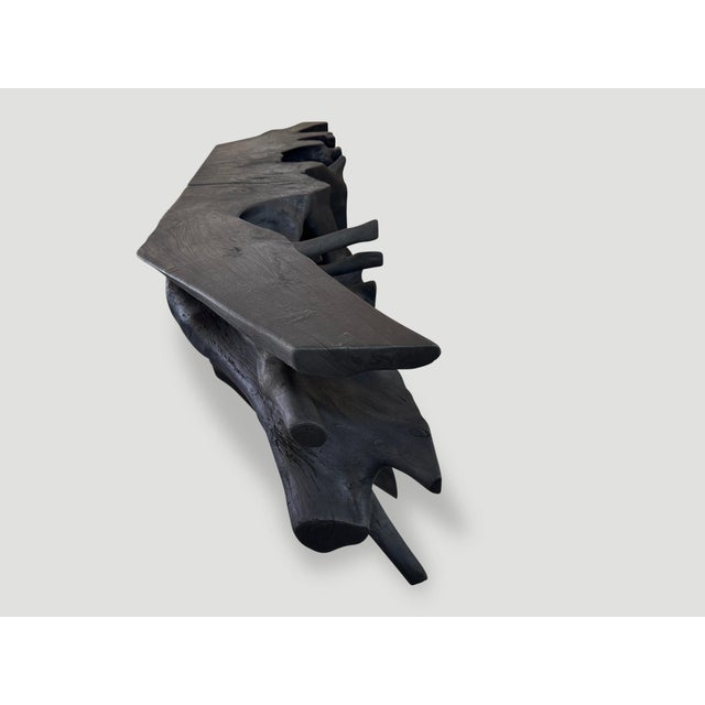 Andrianna Shamaris Sculptural Charred Teak Wood Console Table For Sale - Image 9 of 18