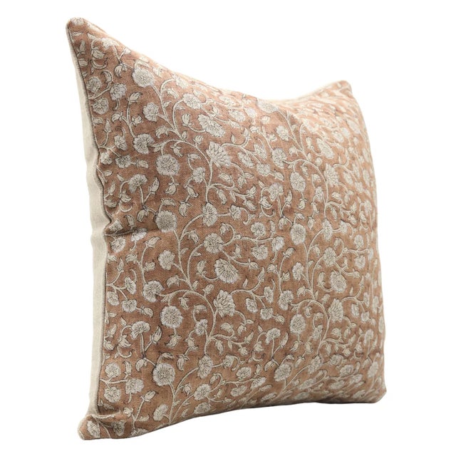 Farmhouse Throw Pillow Cover Designer Collection of Hand Block Print 14x14 Inch- Himachal For Sale - Image 3 of 5