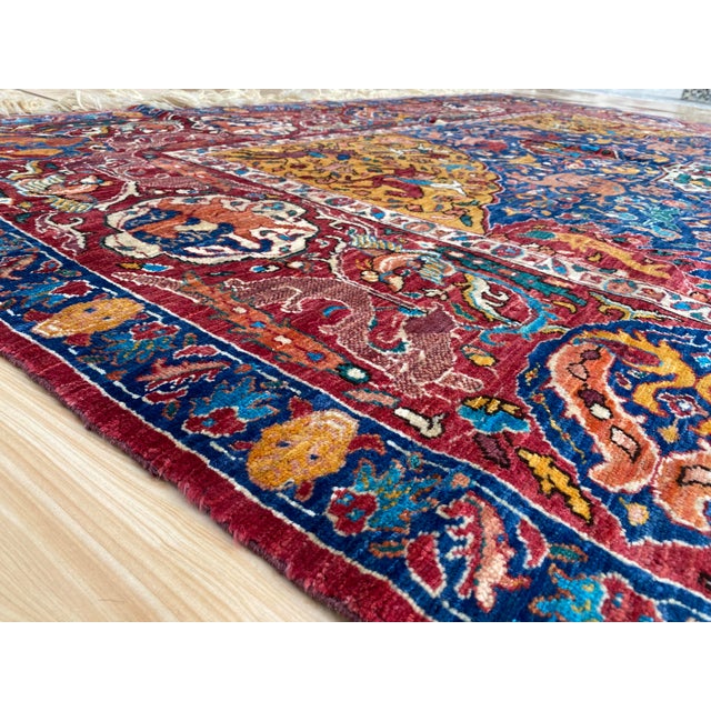 Gold Vintage Kashan Shikargah Hunting Rug For Sale - Image 8 of 16