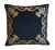 Gold Embroidered Floral Botanical Black Velvet Feather/Down Pillow 20" Square For Sale - Image 4 of 8