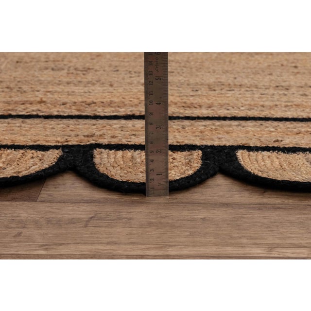 Black 9'x12' Black Trim Jute Scallop Braided Handmade Rug For Sale - Image 8 of 12