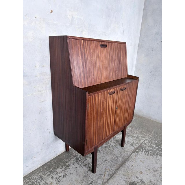 Mid-Century Modern Walnut and Teak Secretaire For Sale - Image 5 of 11