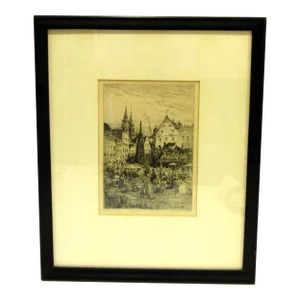 1899 Paul Geissler Framed Etching of Nuremburg