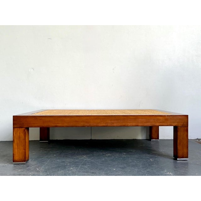 Vintage Woven Rattan “Modern Barn” Coffee Table After Ralph Lauren For Sale In West Palm - Image 6 of 12