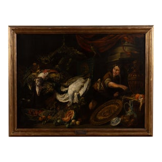 19th Century Oil on Canvas Larder Scene After P. Boel For Sale