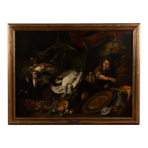 19th Century Oil on Canvas Larder Scene After P. Boel