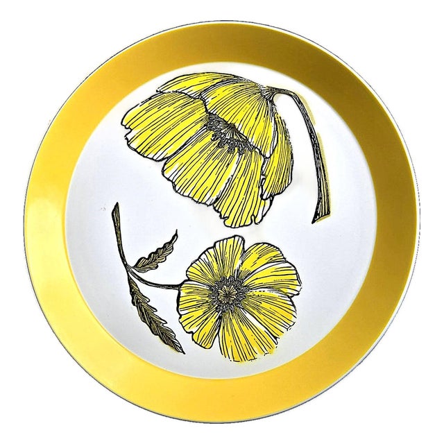 1970s Mikasa Duplex Duet Yellow Poppy Chop Plate Designed by Ben Seibel For Sale