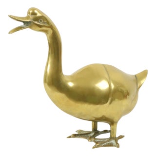 Large Brass Duck Sculpture, 1970s For Sale