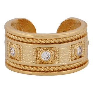 Mystic Queen Diamond Cuff Gold Ring, Size 4 For Sale