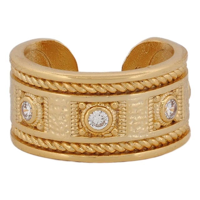 Mystic Queen Diamond Cuff Gold Ring, Size 4 For Sale