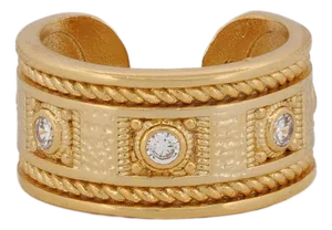 Mystic Queen Diamond Cuff Gold Ring, Size 4