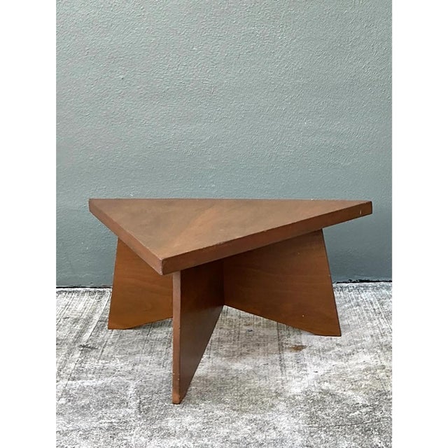 Auburn Vintage Triangular Wood Coffee Table For Sale - Image 8 of 12