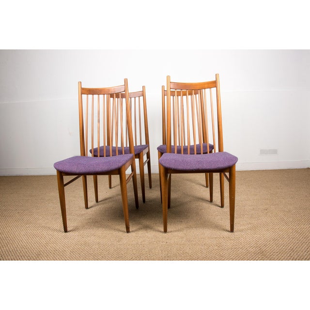 Large Danish Teak and Fabric Dining Chairs in the style of Arne Vodder, 1960s, Set of 4 For Sale - Image 13 of 13