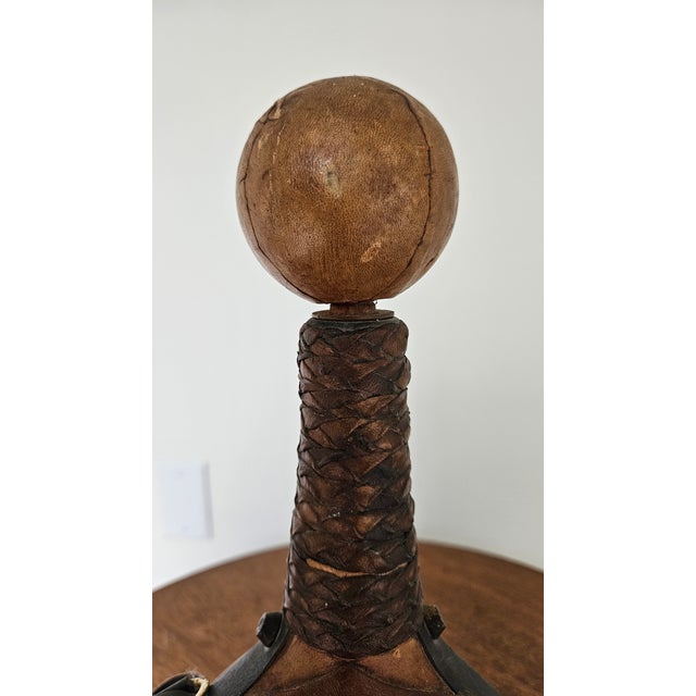 Mid-Century Italian Leather and Glass Decanter For Sale In Denver - Image 6 of 11