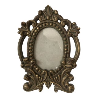 1940's Gold Cast Iron Oval Picture Frame For Sale