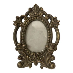 1940's Gold Cast Iron Oval Picture Frame