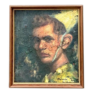 Vintage Figurative Oil Painting on Canvas For Sale