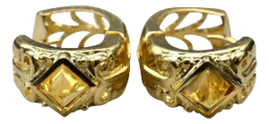 The Wickenburgs: Ladies 14K Gold Huggie Earrings set with Sugarloaf Citrine, 2 Pieces