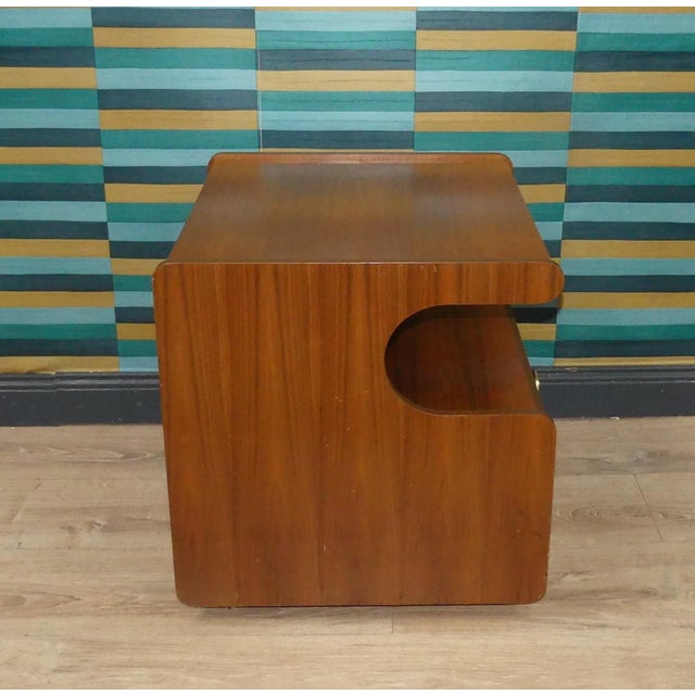 1970s Walnut Record Player Side Table on Casters, 1970s For Sale - Image 5 of 14