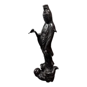 Mid 20th Century Oriental Bronze Figural Statue Sculpture of a Lady