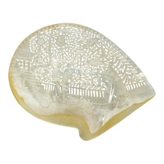 Antique Chinese Mother of Pearl Abalone Shell Carving Circa Qing/Republic For Sale
