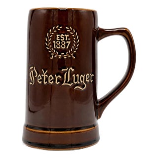 Vintage Peter Luger Steakhouse Nyc Restaurant Brown Ceramic Stein Mug For Sale