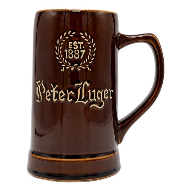 Vintage Peter Luger Steakhouse Nyc Restaurant Brown Ceramic Stein Mug For Sale