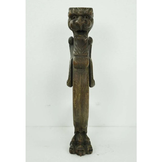 Pair of Mid 20th Century Pine Wood Griffins Furniture Carvings For Sale - Image 6 of 12