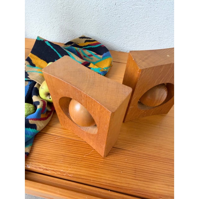 Wood Constructivist Wooden Bookends, 1970s, Set of 2 For Sale - Image 7 of 18