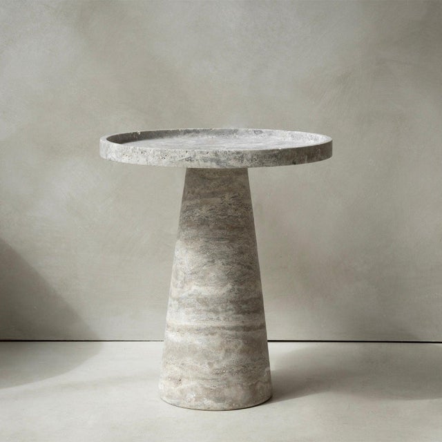 Silver Travertine Cone Side Table from Kiwano Concept For Sale - Image 9 of 9