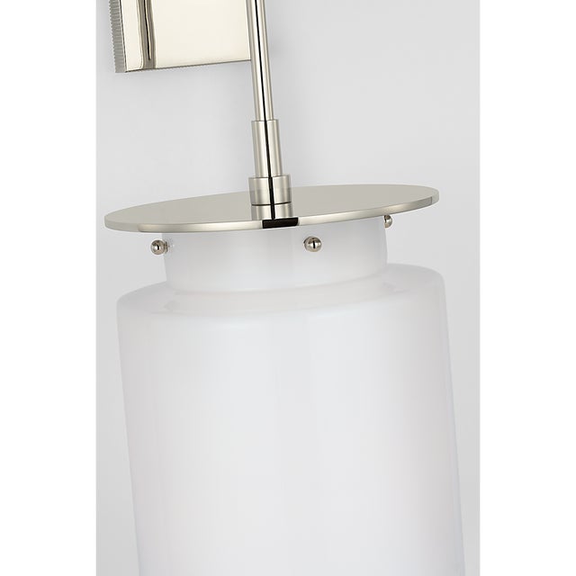 Visual Comfort Ray Booth for Visual Comfort Signature Elias 23" Sconce in Polished Nickel with White Glass For Sale - Image 4 of 9