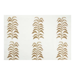 Heather Chadduck Grande Frond Caramel Hand Printed Linen Fabric - 2 1/2 Yards For Sale