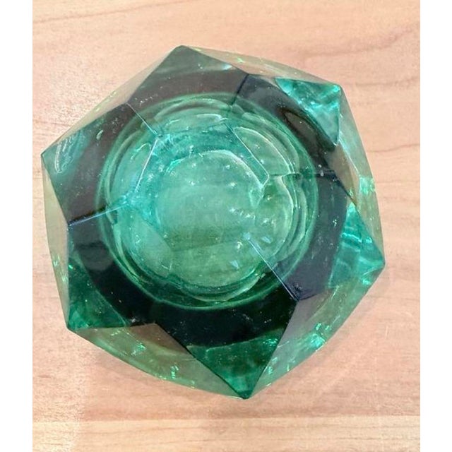This is a late 20th-century Italian green lead-crystal decorative bowl or ashtray, probably dating to circa 1970s–1990s....