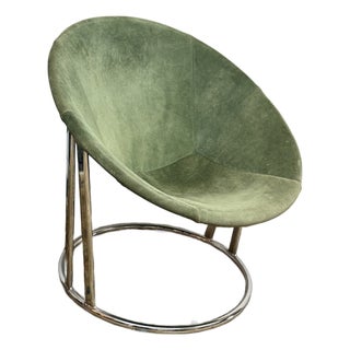 Lusch & Co. Balloon Sling Chair, Forest Green Suede For Sale