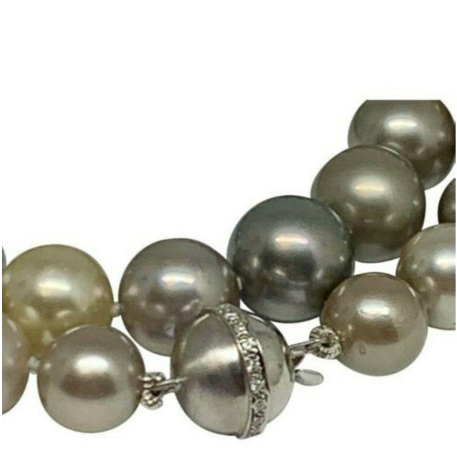 2010s Diamond South Sea Pearl Necklace 14k Gold Certified For Sale - Image 5 of 10