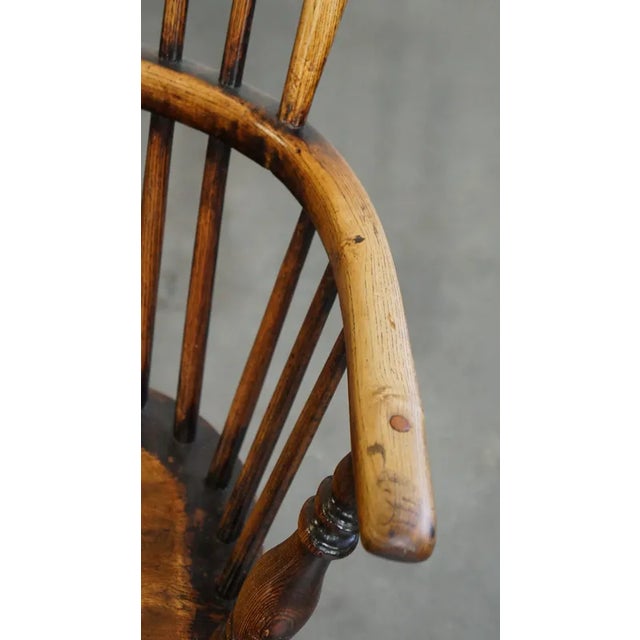 Brown English Highback Windsor Chair For Sale - Image 8 of 12